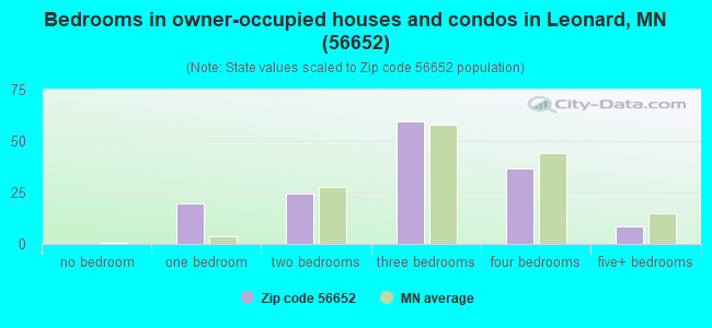 Bedrooms in owner-occupied houses and condos in Leonard, MN (56652) 