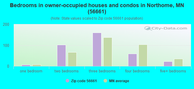 Bedrooms in owner-occupied houses and condos in Northome, MN (56661) 