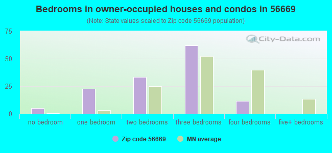 Bedrooms in owner-occupied houses and condos in 56669 