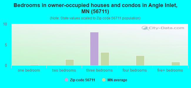 Bedrooms in owner-occupied houses and condos in Angle Inlet, MN (56711) 