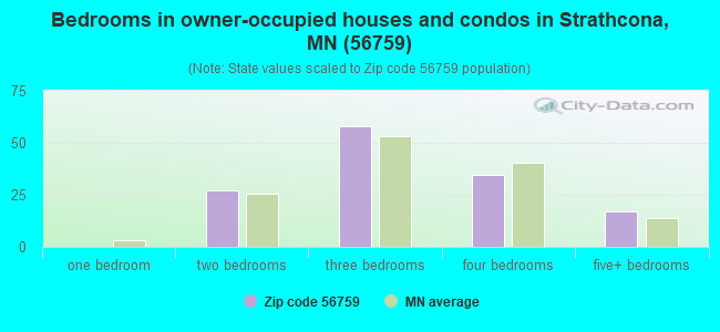 Bedrooms in owner-occupied houses and condos in Strathcona, MN (56759) 