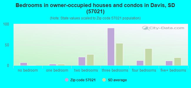 Bedrooms in owner-occupied houses and condos in Davis, SD (57021) 