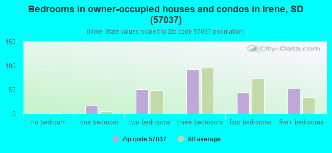 Bedrooms in owner-occupied houses and condos in Irene, SD (57037) 