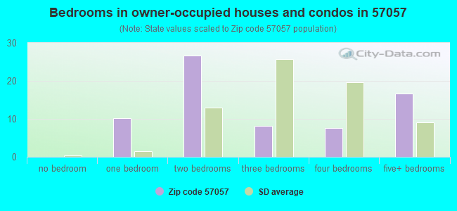 Bedrooms in owner-occupied houses and condos in 57057 