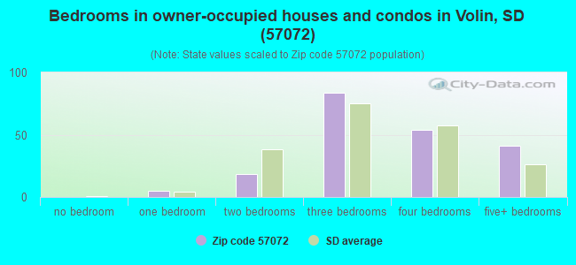 Bedrooms in owner-occupied houses and condos in Volin, SD (57072) 
