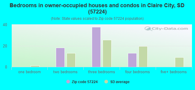Bedrooms in owner-occupied houses and condos in Claire City, SD (57224) 