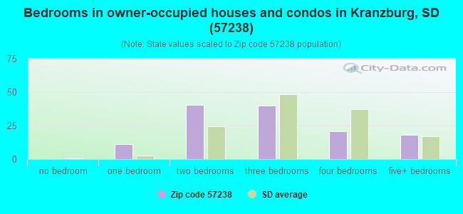 Bedrooms in owner-occupied houses and condos in Kranzburg, SD (57238) 