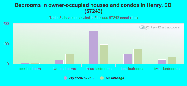 Bedrooms in owner-occupied houses and condos in Henry, SD (57243) 