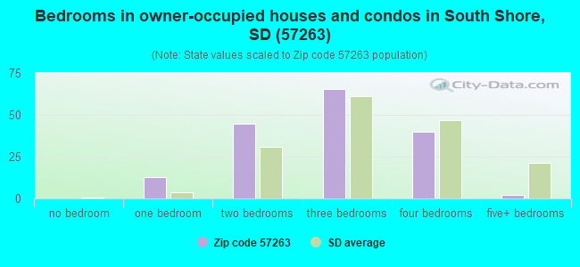 Bedrooms in owner-occupied houses and condos in South Shore, SD (57263) 