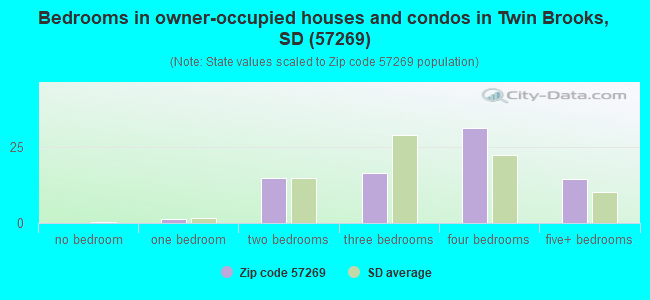 Bedrooms in owner-occupied houses and condos in Twin Brooks, SD (57269) 