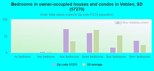 Bedrooms in owner-occupied houses and condos in Veblen, SD (57270) 