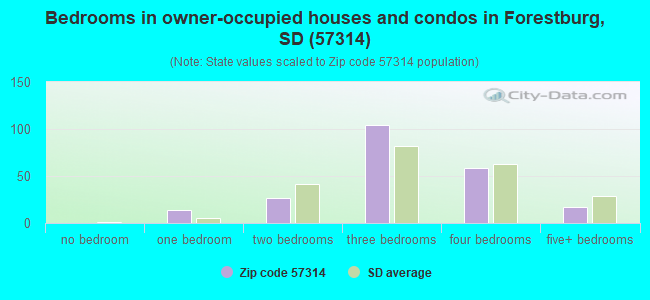 Bedrooms in owner-occupied houses and condos in Forestburg, SD (57314) 