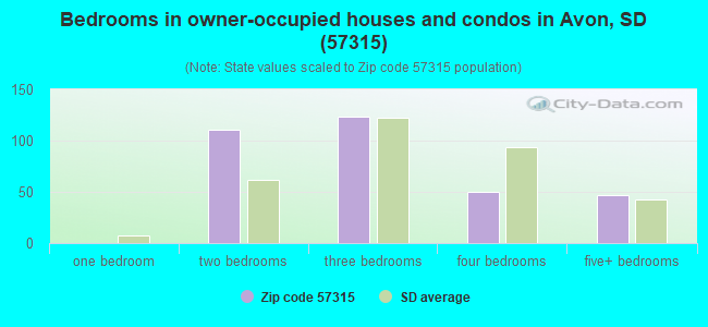 Bedrooms in owner-occupied houses and condos in Avon, SD (57315) 