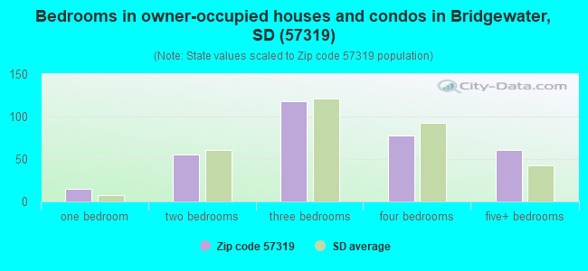 Bedrooms in owner-occupied houses and condos in Bridgewater, SD (57319) 