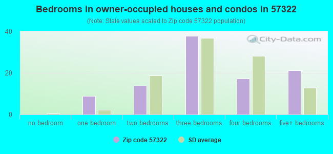 Bedrooms in owner-occupied houses and condos in 57322 