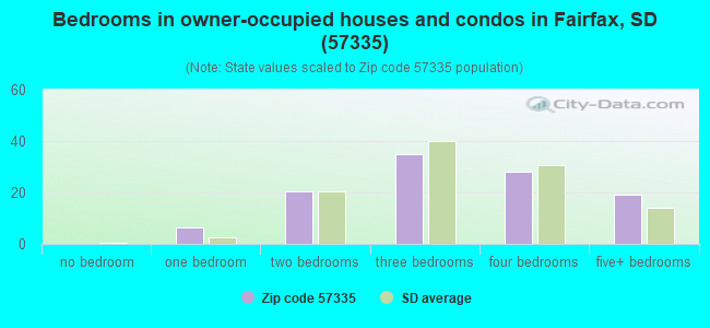 Bedrooms in owner-occupied houses and condos in Fairfax, SD (57335) 