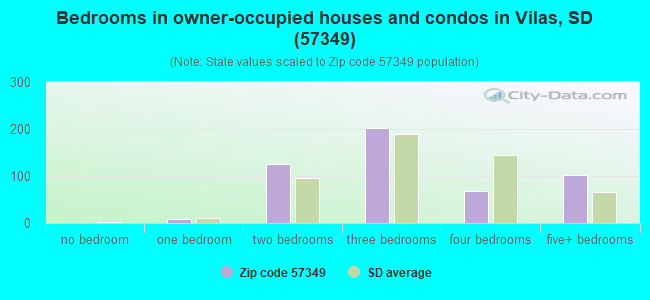 Bedrooms in owner-occupied houses and condos in Vilas, SD (57349) 