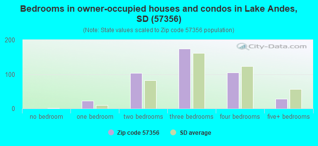 Bedrooms in owner-occupied houses and condos in Lake Andes, SD (57356) 