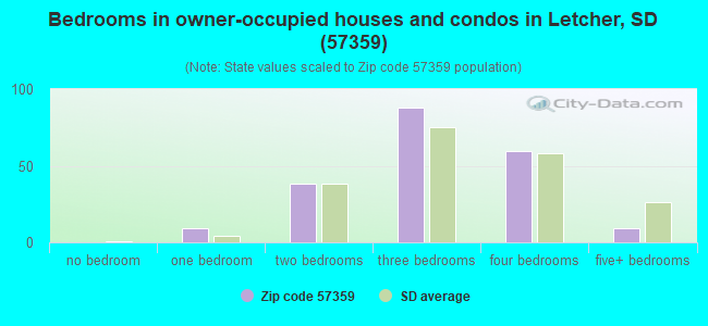 Bedrooms in owner-occupied houses and condos in Letcher, SD (57359) 