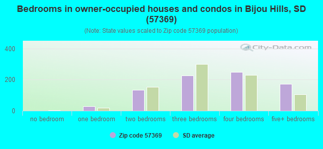 Bedrooms in owner-occupied houses and condos in Bijou Hills, SD (57369) 