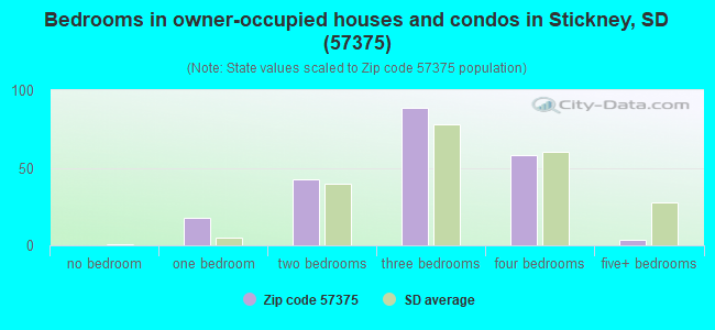 Bedrooms in owner-occupied houses and condos in Stickney, SD (57375) 