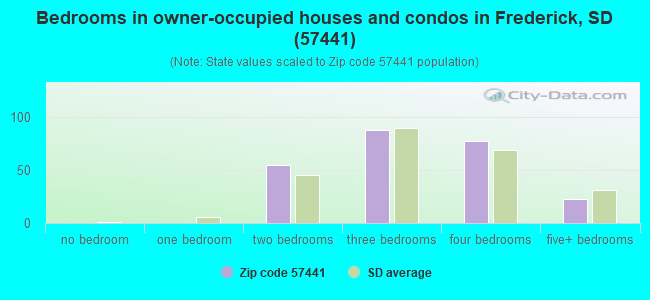 Bedrooms in owner-occupied houses and condos in Frederick, SD (57441) 