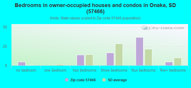 Bedrooms in owner-occupied houses and condos in Onaka, SD (57466) 