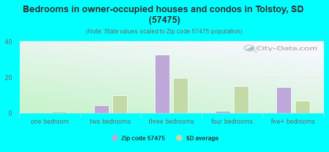 Bedrooms in owner-occupied houses and condos in Tolstoy, SD (57475) 