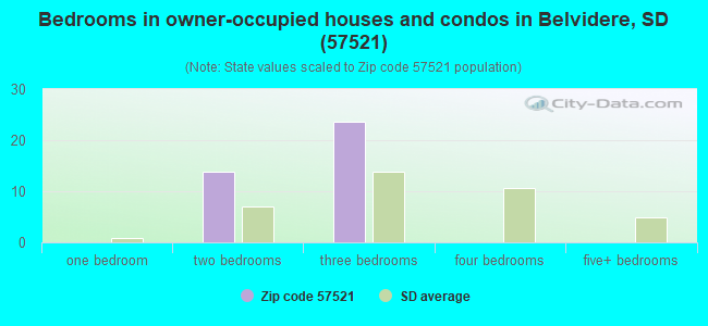 Bedrooms in owner-occupied houses and condos in Belvidere, SD (57521) 