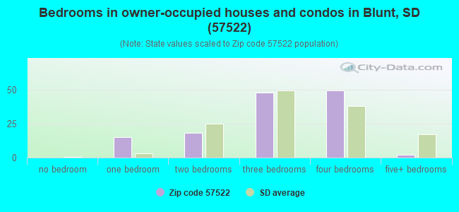 Bedrooms in owner-occupied houses and condos in Blunt, SD (57522) 