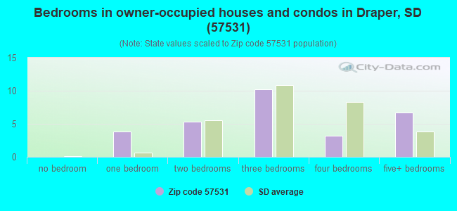 Bedrooms in owner-occupied houses and condos in Draper, SD (57531) 