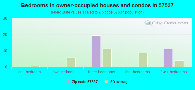 Bedrooms in owner-occupied houses and condos in 57537 