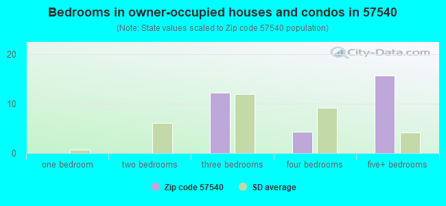 Bedrooms in owner-occupied houses and condos in 57540 