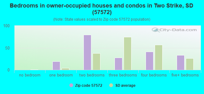 Bedrooms in owner-occupied houses and condos in Two Strike, SD (57572) 