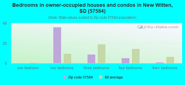 Bedrooms in owner-occupied houses and condos in New Witten, SD (57584) 