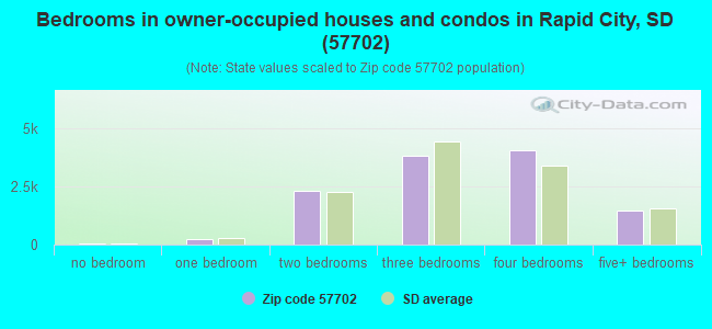 Bedrooms in owner-occupied houses and condos in Rapid City, SD (57702) 