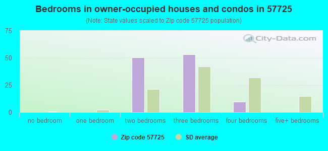 Bedrooms in owner-occupied houses and condos in 57725 