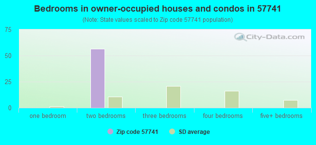 Bedrooms in owner-occupied houses and condos in 57741 
