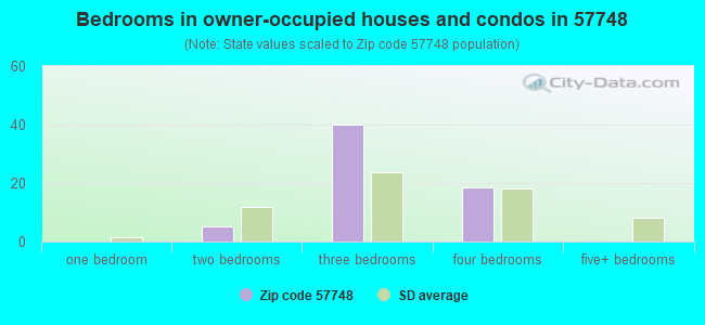 Bedrooms in owner-occupied houses and condos in 57748 