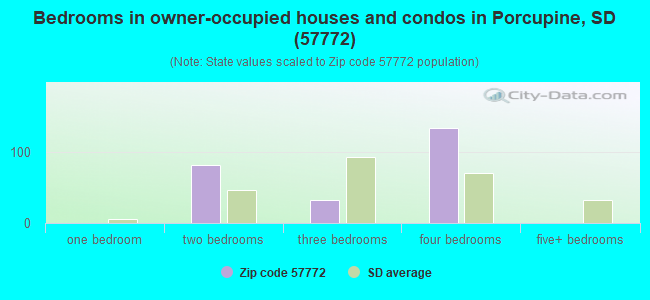 Bedrooms in owner-occupied houses and condos in Porcupine, SD (57772) 