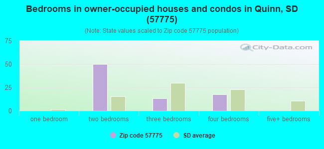 Bedrooms in owner-occupied houses and condos in Quinn, SD (57775) 