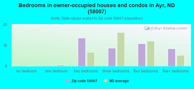 Bedrooms in owner-occupied houses and condos in Ayr, ND (58007) 