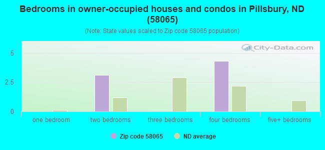 Bedrooms in owner-occupied houses and condos in Pillsbury, ND (58065) 