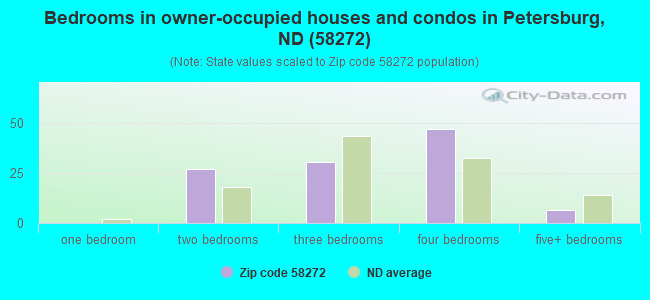 Bedrooms in owner-occupied houses and condos in Petersburg, ND (58272) 