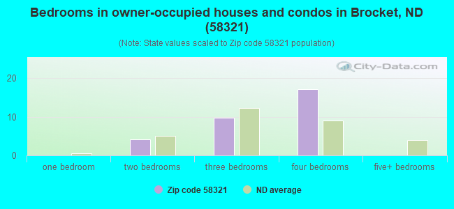 Bedrooms in owner-occupied houses and condos in Brocket, ND (58321) 