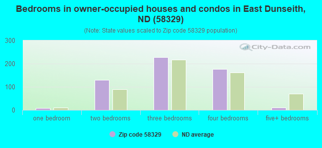 Bedrooms in owner-occupied houses and condos in East Dunseith, ND (58329) 