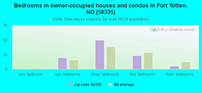 Bedrooms in owner-occupied houses and condos in Fort Totten, ND (58335) 