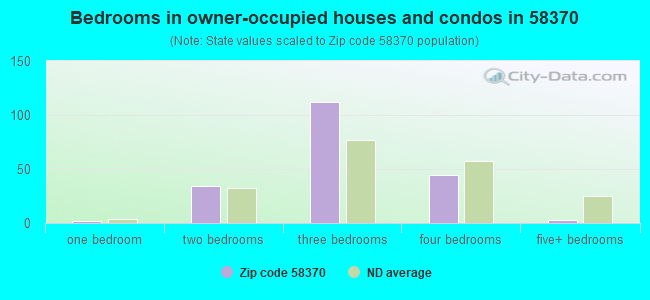 Bedrooms in owner-occupied houses and condos in 58370 