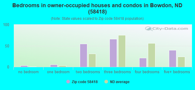 Bedrooms in owner-occupied houses and condos in Bowdon, ND (58418) 