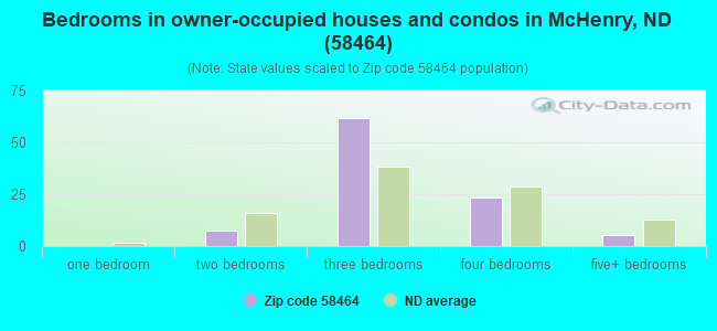 Bedrooms in owner-occupied houses and condos in McHenry, ND (58464) 
